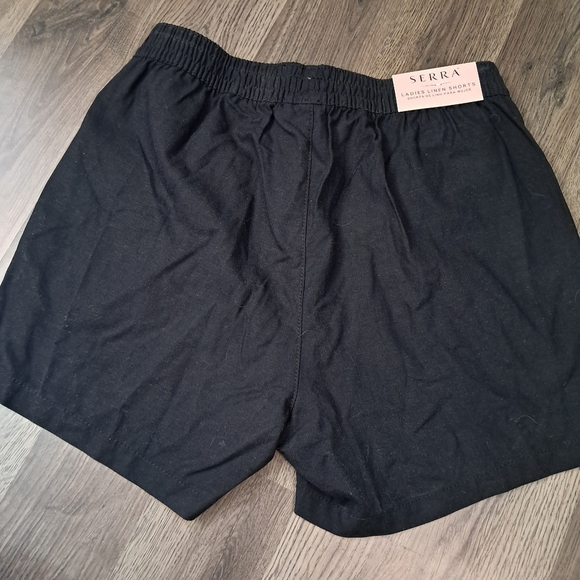 Serra Shorts Linen Blend Black Elastic Waist Pockets Women’s Size Small NWT - Picture 2 of 7